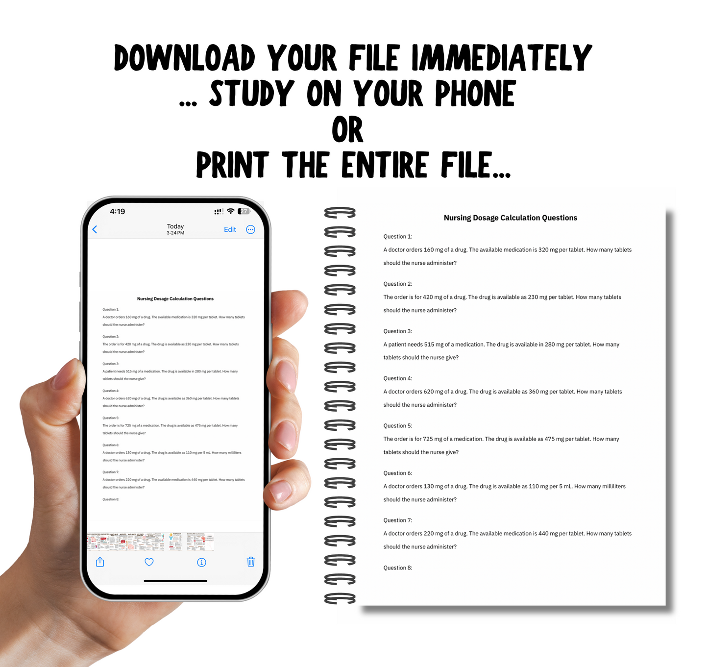 Dosage Calculation for Nurses - Nursing Study Guide