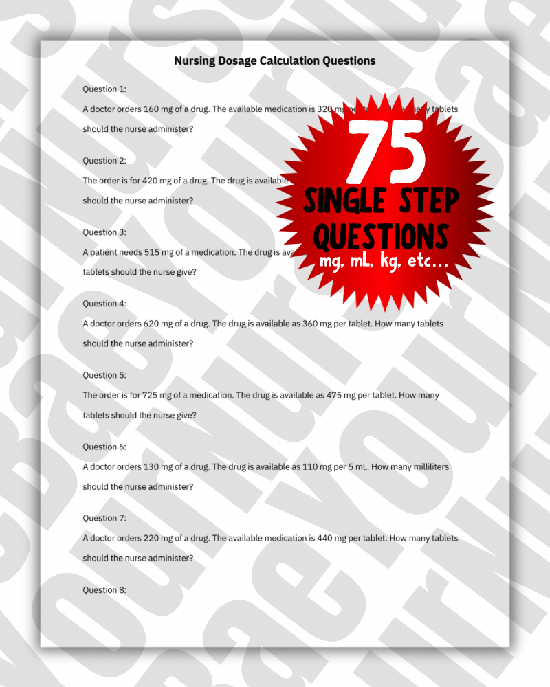 Dosage Calculation for Nurses - Nursing Study Guide