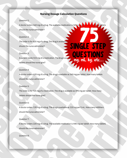 Dosage Calculation for Nurses - Nursing Study Guide
