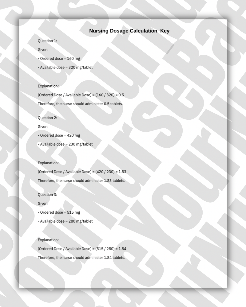 Dosage Calculation for Nurses - Nursing Study Guide