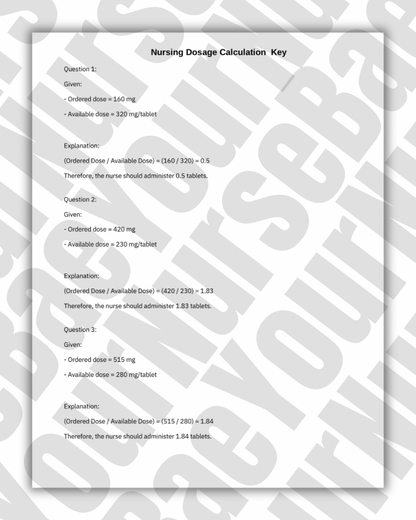 Dosage Calculation for Nurses - Nursing Study Guide